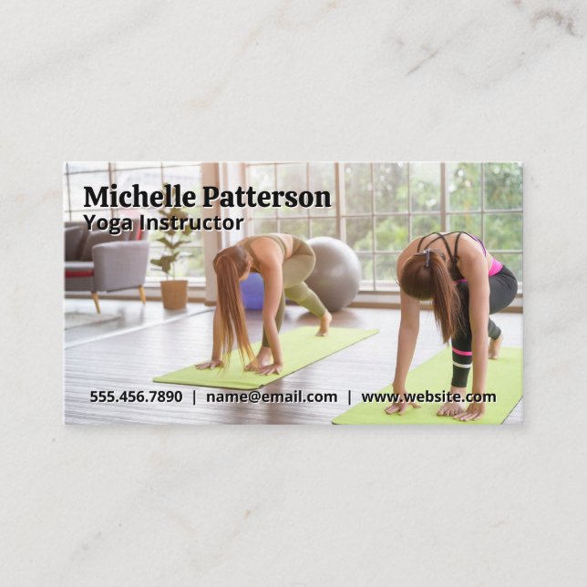 Women Doing Yoga | Stretching Business Card (Front)