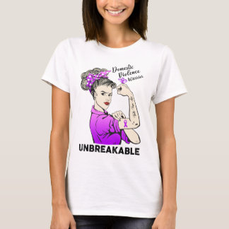 Women Domestic Violence Warrior Unbreakable Ribbon T-Shirt