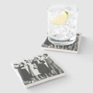 Women Drinking Beer Old Photography Vintage Beer  Stone Coaster
