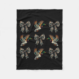 Women Duck Hunting Season Camo Coquette Bows Hunti Fleece Blanket