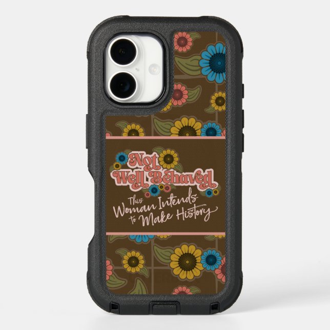 Women Empowerment Handwriting Retro Hippie Floral Otterbox iPhone Case (Back)