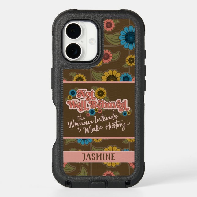 Women Empowerment Name Retro Hippie Floral Otterbox iPhone Case (Back)