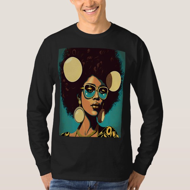 Women Empowerment Retro Afro African American Mom  T-Shirt (Front)