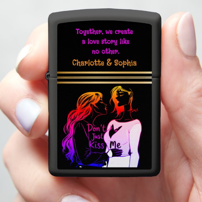 Women enjoying a moment of fun  zippo lighter (In Hand)