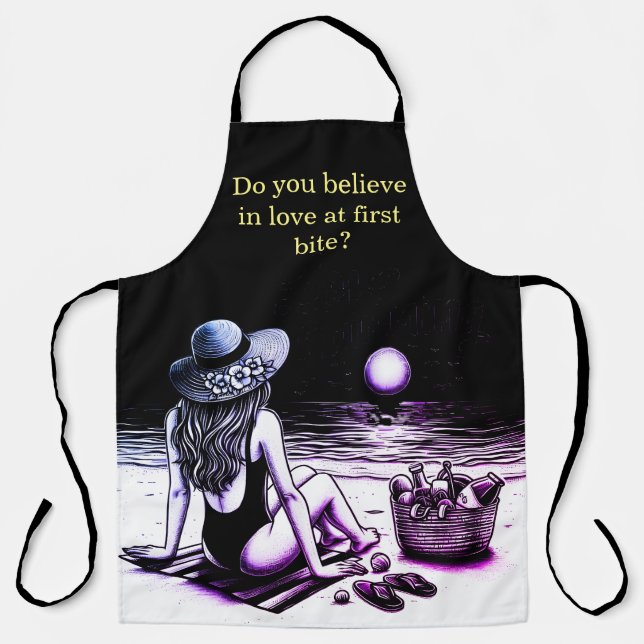 Women enjoying a summer BBQ with fun aprons on (Front)