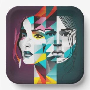 Women face paper plates