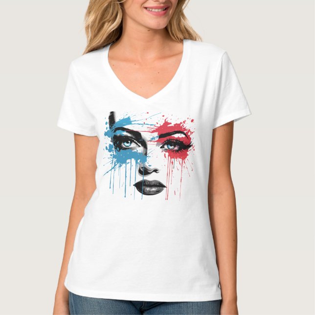 women face splash colors  T-Shirt (Front)
