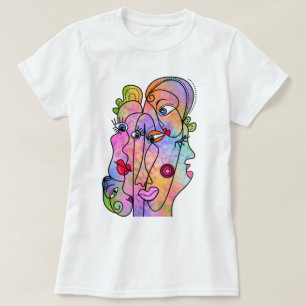 Women Faces T-Shirt Abstract Modern Style Painting
