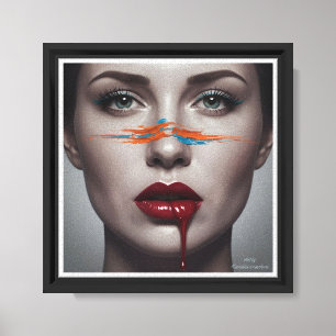 women facial art poster Muse in Teal & Orange Canvas Print