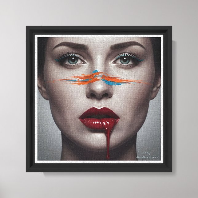 women facial art poster Muse in Teal & Orange Canvas Print (Front)