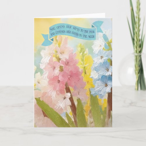 Women Faith Bible Hyacinth Flowers Mother Day Holiday Card