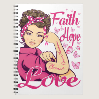 Women Faith Hope Love Breast Cancer Awareness Notebook
