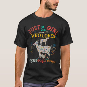 Women Farmer Goats Horses Chickens Lover Silhouett T-Shirt