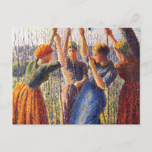 Women farmers plant piles by Camille Pissarro Postcard