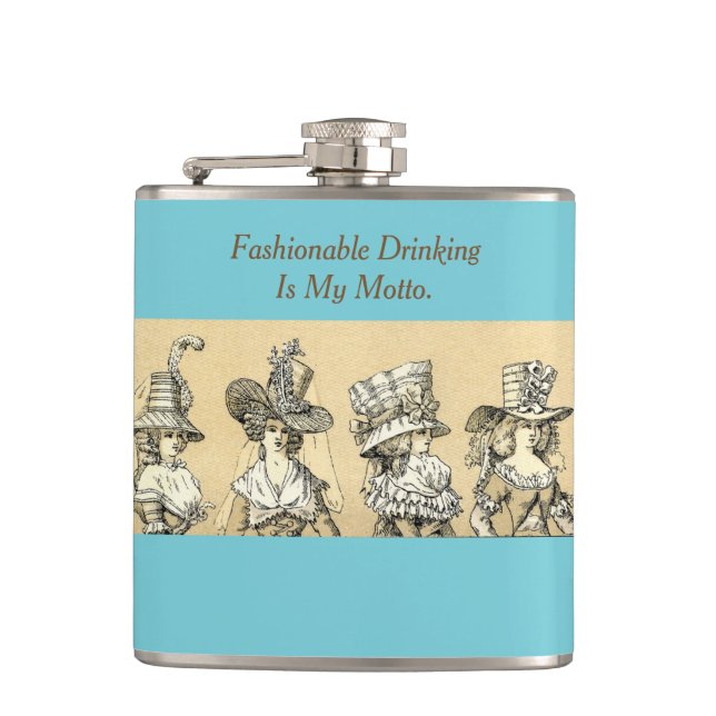 Women Fashion Drinking Alcohol Hats Quote Retro Flask (Front)
