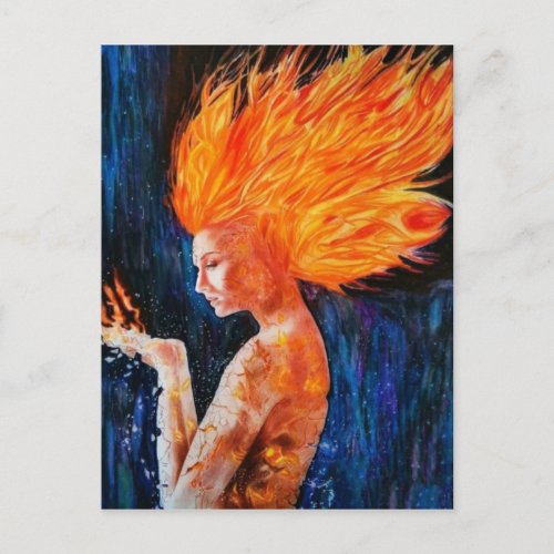 women feeling burning poster art postcard