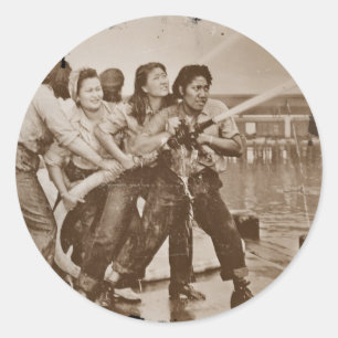 Women Firefighters Pearl Harbor December 7 Classic Round Sticker