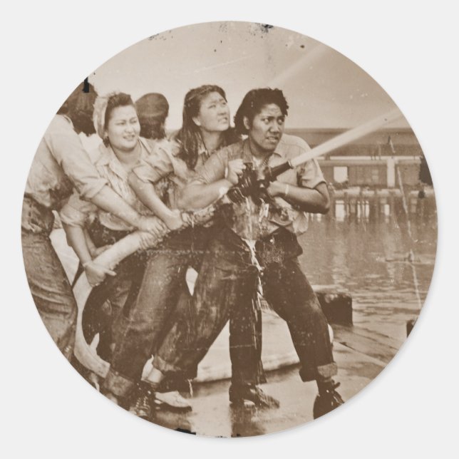 Women Firefighters Pearl Harbor December 7 Classic Round Sticker (Front)