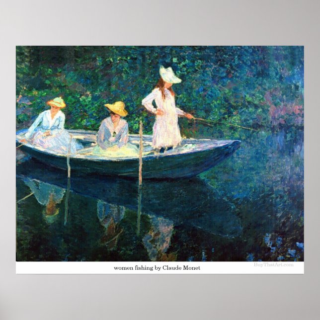 women fishing by Claude Monet Poster (Front)