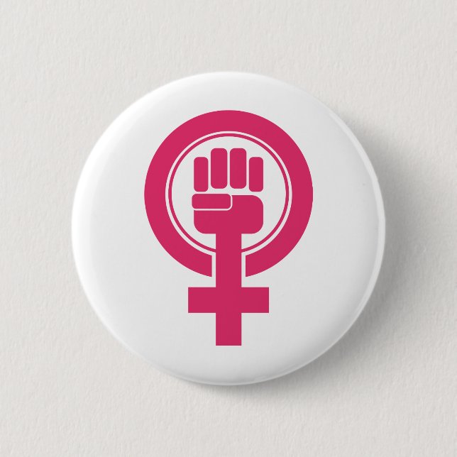 Women Fist Resist Symbol Button (Front)