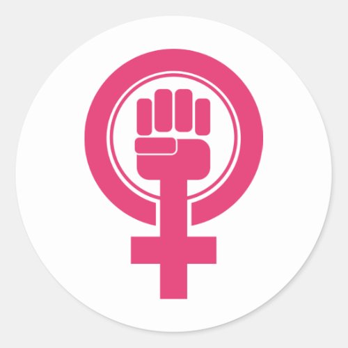 Women Fist Resist Symbol Classic Round Sticker