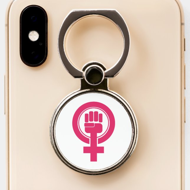 Women Fist Resist Symbol Phone Ring Stand (Close Up)