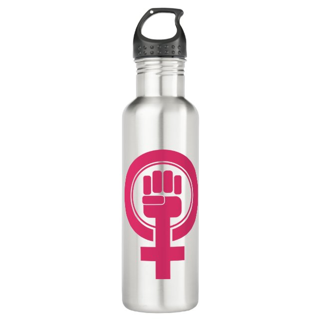 Women Fist Resist Symbol Stainless Steel Water Bottle (Front)