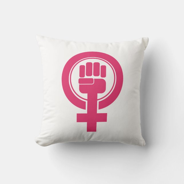Women Fist Resist Symbol Throw Pillow (Front)