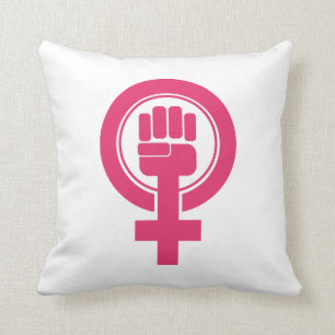 Women Fist Resist Symbol Throw Pillow