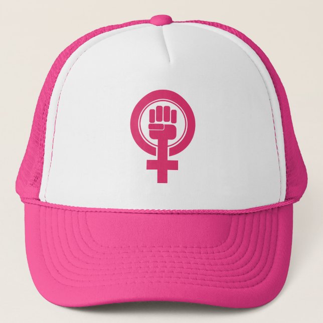 Women Fist Resist Symbol Trucker Hat (Front)