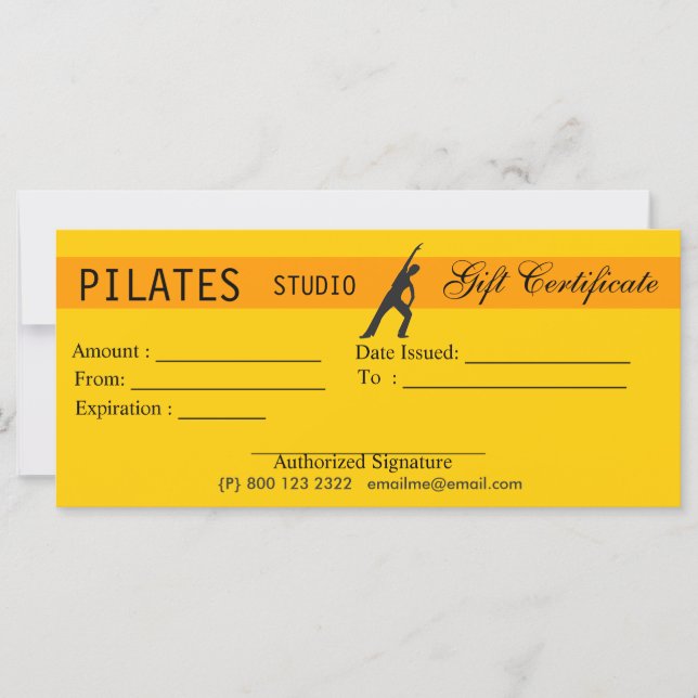 Women Fitness Pilates Gift Certificate Giveaways (Front)