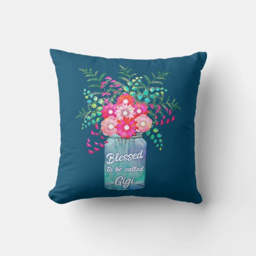 Women Floral Blessed To Be Called Gigi  Throw Pillow