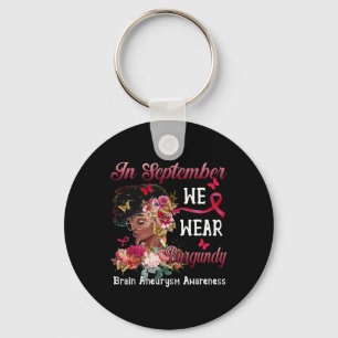 Women Flower Butterfly Brain Aneurysm Awareness  Keychain