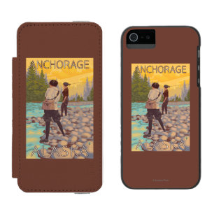 Women Fly Fishing - Anchorage, Alaska iPhone SE/5/5s Wallet Case