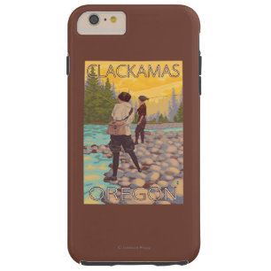 Women Fly Fishing - Clackamas, Oregon Tough iPhone 6 Plus Case