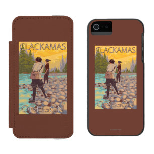 Women Fly Fishing - Clackamas, Oregon iPhone SE/5/5s Wallet Case