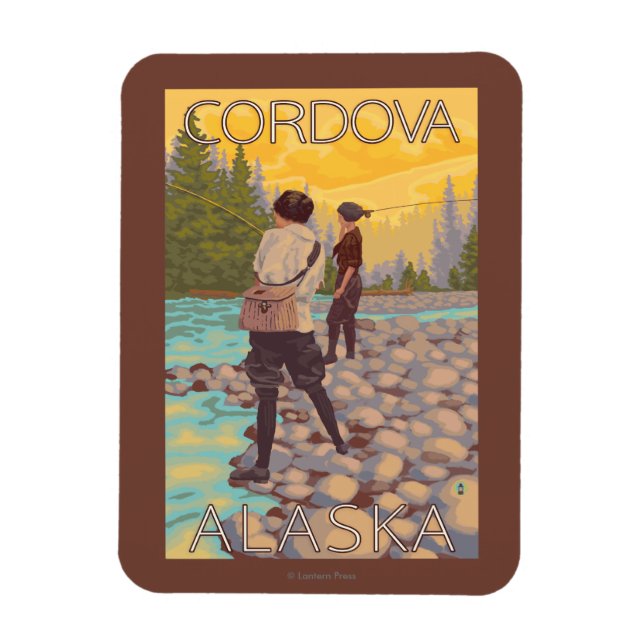 Women Fly Fishing - Cordova, Alaska Magnet (Vertical)