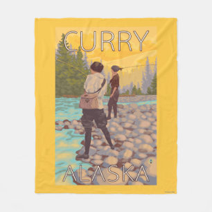 Women Fly Fishing - Curry, Alaska Fleece Blanket