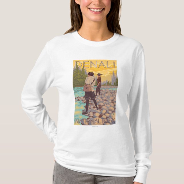 Women Fly Fishing - Denali National Park, T-Shirt (Front)