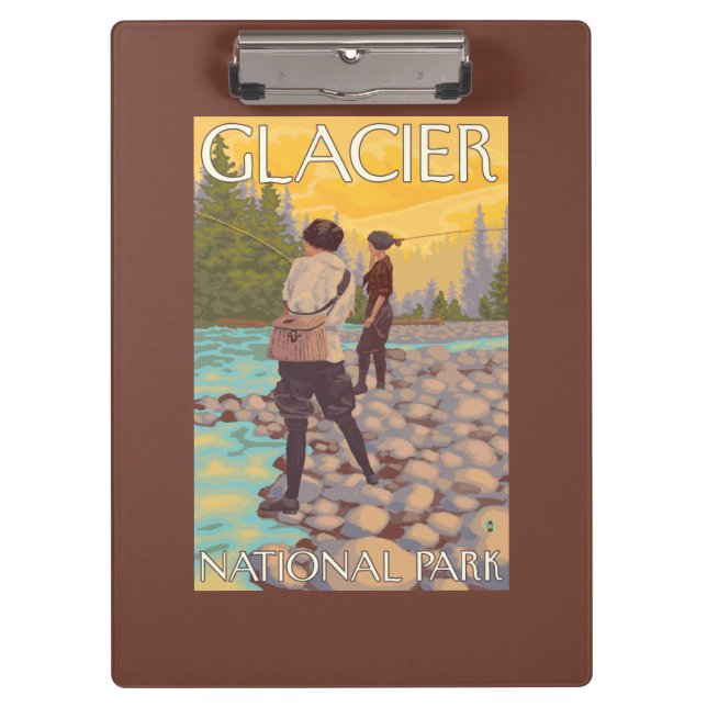 Women Fly Fishing - Glacier National Park, MT Clipboard (Front)
