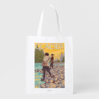 Women Fly Fishing - Glacier National Park, MT Grocery Bag