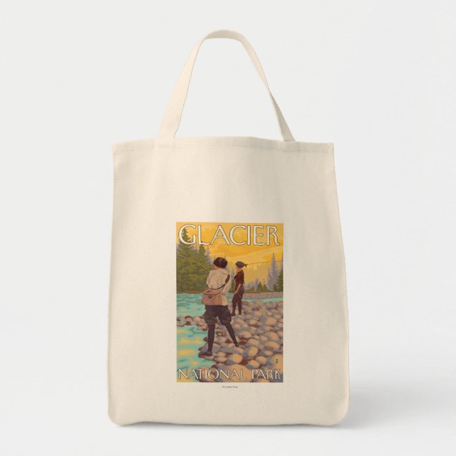 Women Fly Fishing - Glacier National Park, MT Tote Bag (Front)