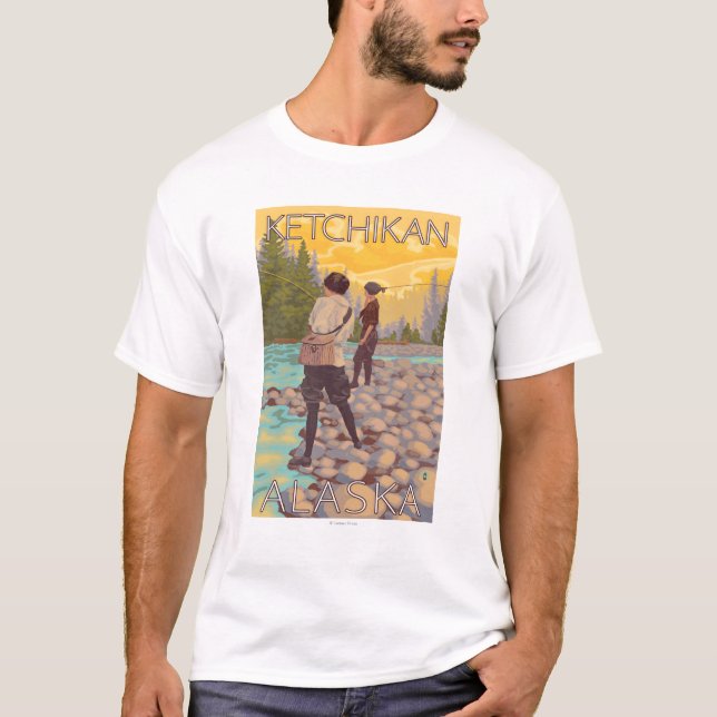 Women Fly Fishing - Ketchikan, Alaska T-Shirt (Front)