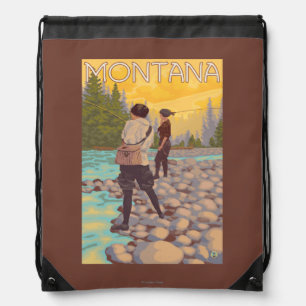 Women Fly Fishing - Montana Drawstring Bag