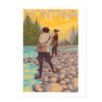Women Fly Fishing - Montana Postcard