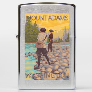 Women Fly Fishing - Mount Adams, Washington Zippo Lighter