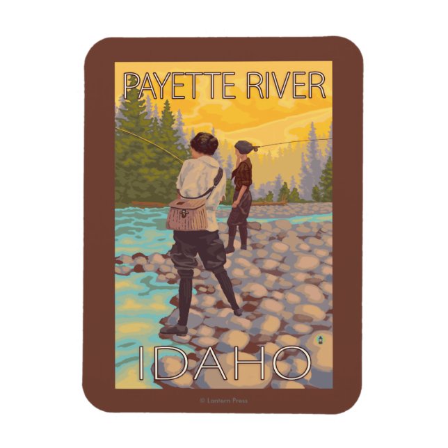 Women Fly Fishing - Payette River, Idaho Magnet (Vertical)