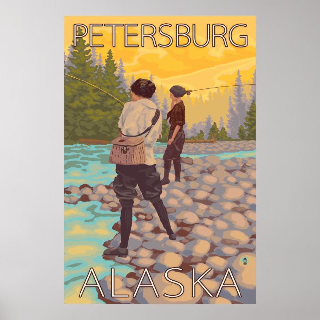 Women Fly Fishing - Petersburg, Alaska Poster (Front)