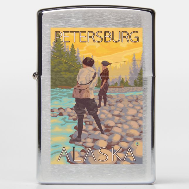 Women Fly Fishing - Petersburg, Alaska Zippo Lighter (Front)