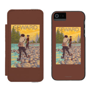 Women Fly Fishing - Seward, Alaska Wallet Case For iPhone SE/5/5s